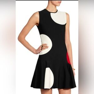 Alexander McQueen Fit and Flare Polka Dot  Intarsia Knit Dress Sz Medium